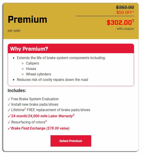 Premium brake service package at JCR Auto Repair
