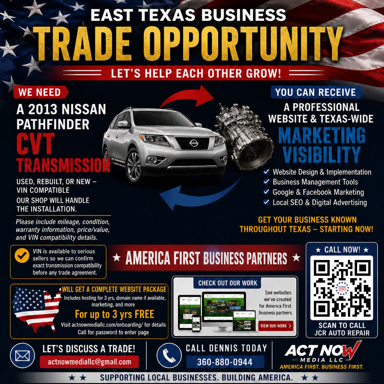 East Texas Business Trade Opportunity - 2013 Nissan Pathfinder CVT Transmission